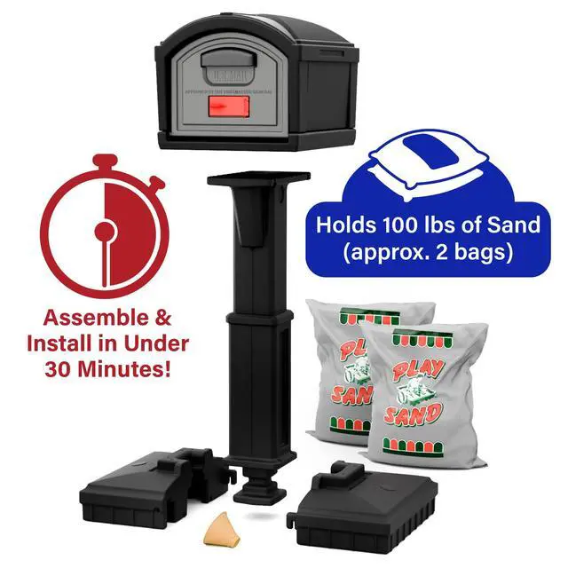 Alt view image 5 of 6 - T4 Extra Large Capacity XL Dig-Free Mailbox with Durable Construction, Weather-Resistant Design, and Easy No-Dig Installation, Front Door Only, Black, Made in the USA