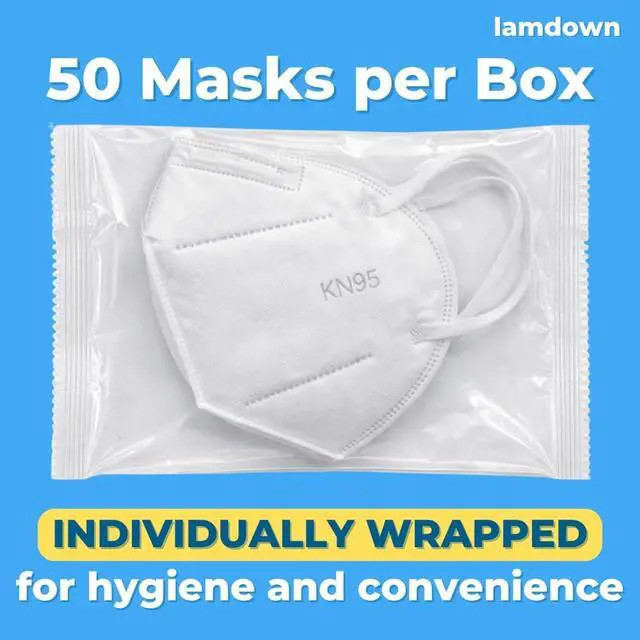 Alt view image 3 of 6 - (600-Pack) KN95 Face Masks, Individually Wrapped, Premium Disposable Dust Mask, White