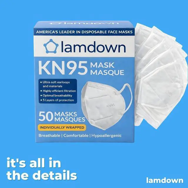Alt view image 4 of 6 - (600-Pack) KN95 Face Masks, Individually Wrapped, Premium Disposable Dust Mask, White
