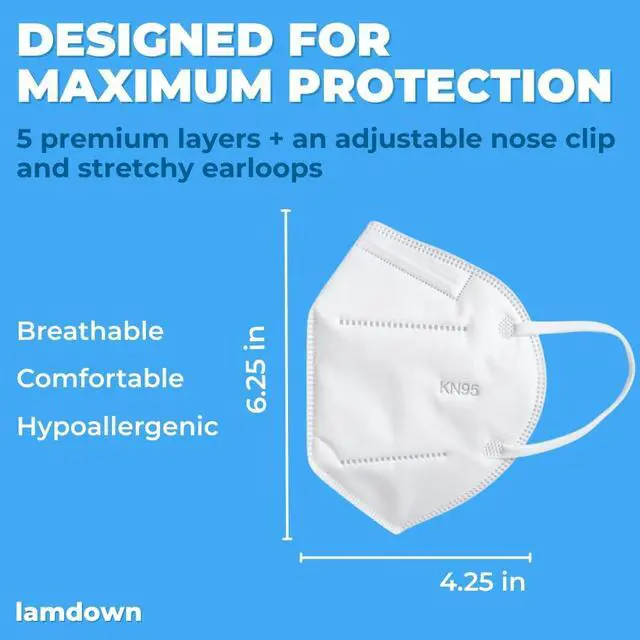 Alt view image 5 of 6 - (600-Pack) KN95 Face Masks, Individually Wrapped, Premium Disposable Dust Mask, White