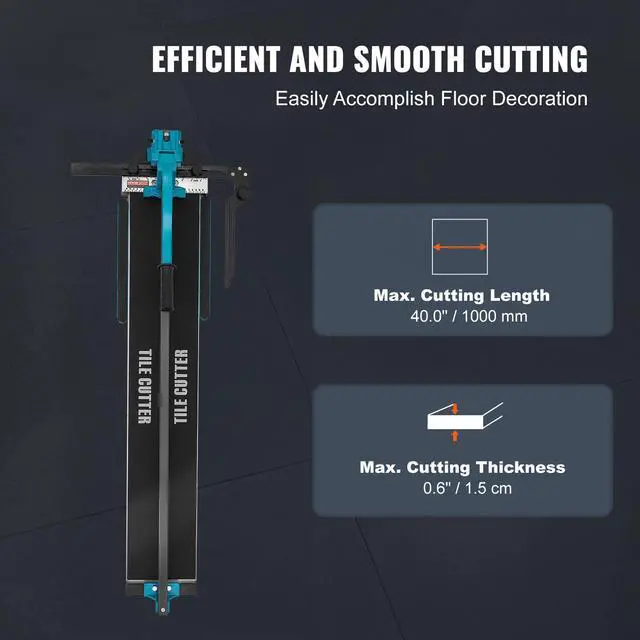 Alt view image 2 of 6 - Manual Tile Cutter, 40 inch, Porcelain Ceramic Tile Cutter with Tungsten Carbide Cutting Wheel, Infrared Positioning, Anti-Skid Feet, Durable Rails for professional installers or beginners