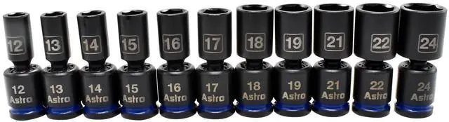 Main image of Astro Tools 78244M 11pc 1/2" Drive Mid-Length Pinless Universal Impact Sockets - Metric