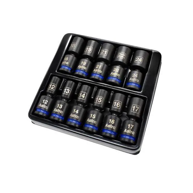 Alt view image 2 of 5 - Astro Tools 78244M 11pc 1/2" Drive Mid-Length Pinless Universal Impact Sockets - Metric