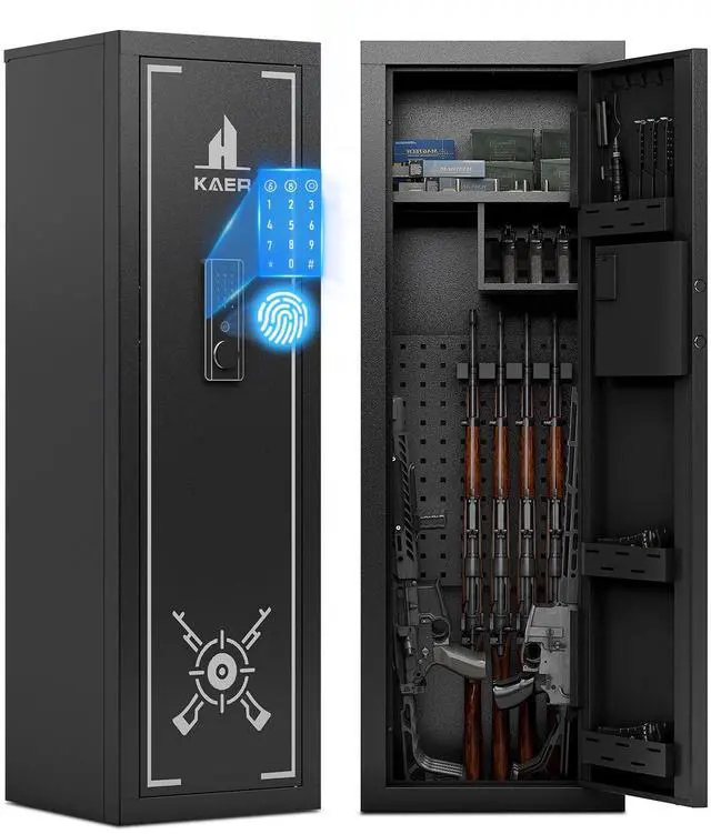 Main image of 13-15 Biometric Gun Safe for Rifles and Pistols,Gun Safes with Adjustable Cabinet & Pistols Racks,Fingerprint Gun Cabinet with Alarm,Heavy Duty Steel Rifle Safe for Home Garage Bedroom