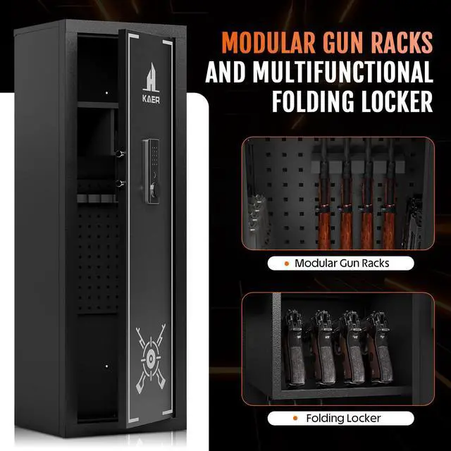 Alt view image 6 of 6 - 13-15 Biometric Gun Safe for Rifles and Pistols,Gun Safes with Adjustable Cabinet & Pistols Racks,Fingerprint Gun Cabinet with Alarm,Heavy Duty Steel Rifle Safe for Home Garage Bedroom