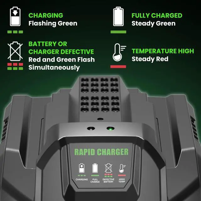 Alt view image 5 of 6 - 2Packs 10000mAh Battery Replacement for EGO 56V Battery and Charger Compatible with EGO 56 Volts Bettery BA1400 BA4200 BA2800 BA2800T BA1400T BA2240 Cordless Power Tools