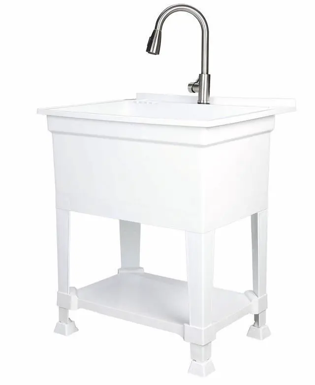 Main image of Freestanding Utility Sink for Laundry Room & Garage, 30" x 24", White