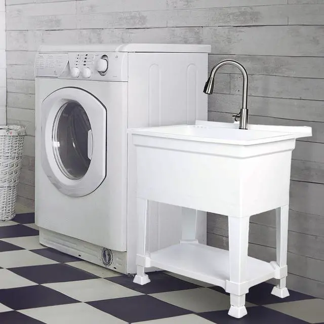 Alt view image 4 of 6 - Freestanding Utility Sink for Laundry Room & Garage, 30" x 24", White