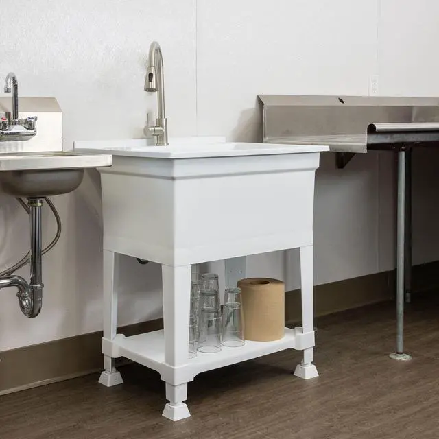 Alt view image 5 of 6 - Freestanding Utility Sink for Laundry Room & Garage, 30" x 24", White