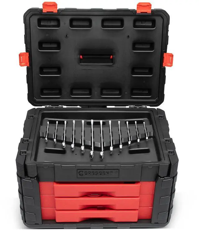Alt view image 3 of 6 - 229 Piece 1/4", 3/8" & 1/2" Drive Mechanics Hand Tool Set with 3 Drawer Storage Case - CTK229C