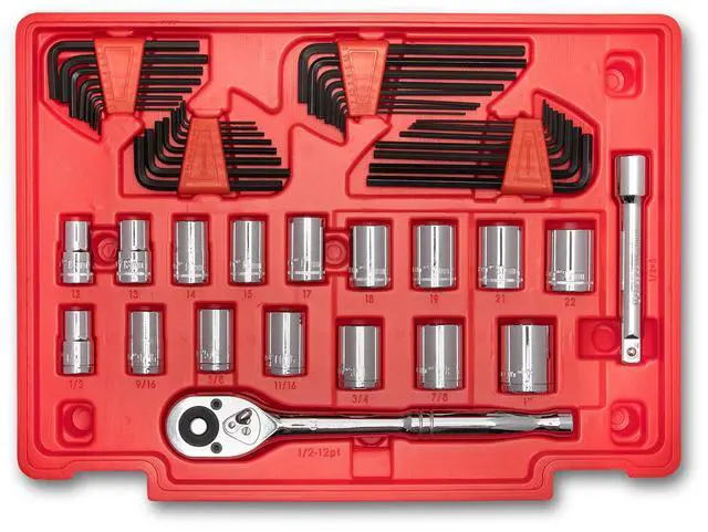 Alt view image 6 of 6 - 229 Piece 1/4", 3/8" & 1/2" Drive Mechanics Hand Tool Set with 3 Drawer Storage Case - CTK229C