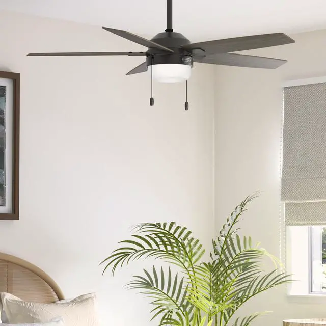 Main image of 52" Anisten Indoor Ceiling Fan, LED Light, Pull Chain, Noble Bronze | WhisperWind whisper-quiet motor, DuraLight lens, and 3" downrod support bedrooms, offices, and great rooms year-round