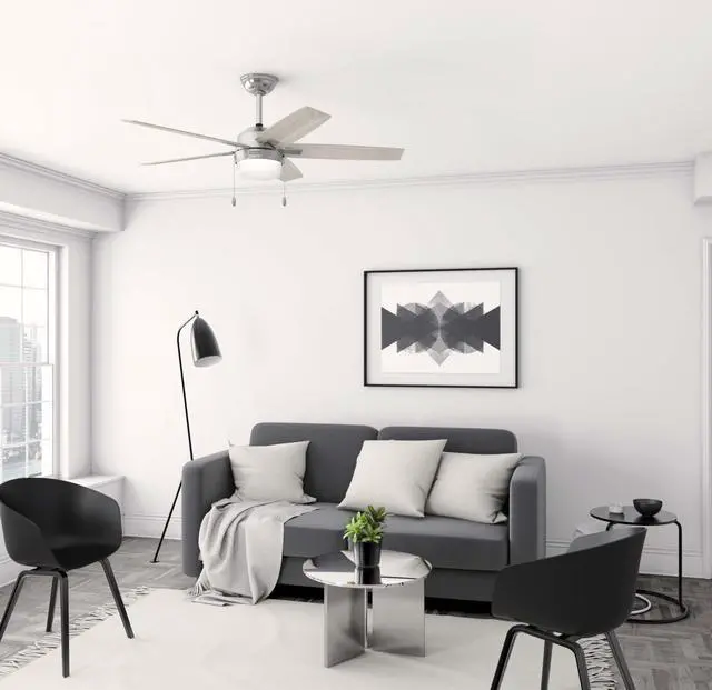 Alt view image 5 of 6 - 52" Anisten Indoor Ceiling Fan, Light, Pull Chain, Brushed Nickel | WhisperWind whisper-quiet motor, DuraLight lens, and 3" downrod support bedrooms, offices, and great rooms year-round