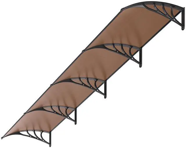 Main image of Polycarbonate Window Door Awning Canopy Brown with Black Bracket 38 Inch x 153 Inch