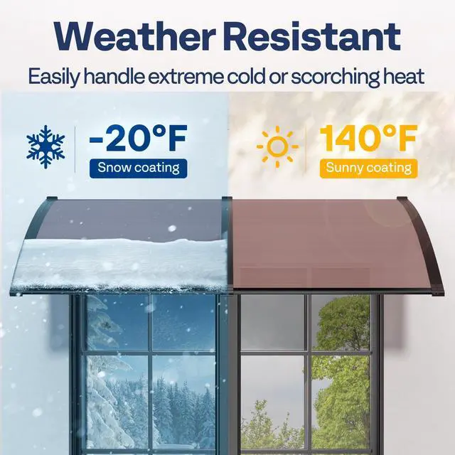 Alt view image 4 of 6 - Polycarbonate Window Door Awning Canopy Brown with Black Bracket 38 Inch x 153 Inch