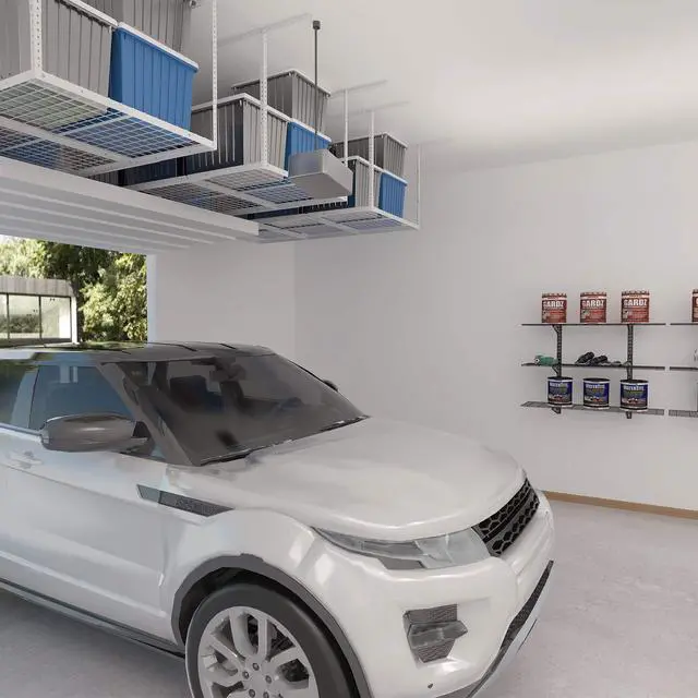 Alt view image 2 of 5 - 2 Pack 4x6 Overhead Garage Storage Adjustable Ceiling Rack 72" Length x 48" Width x 40" Height, 450lbs Weight Capacity, White, Classic Series