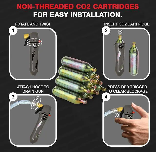 Alt view image 3 of 6 - Bulk CO2 Cartridges 16 Gram Unthreaded Cartridge Multipurpose Use for Drain Gun Gallo HVAC Line Cleaner Opener 100 Pack