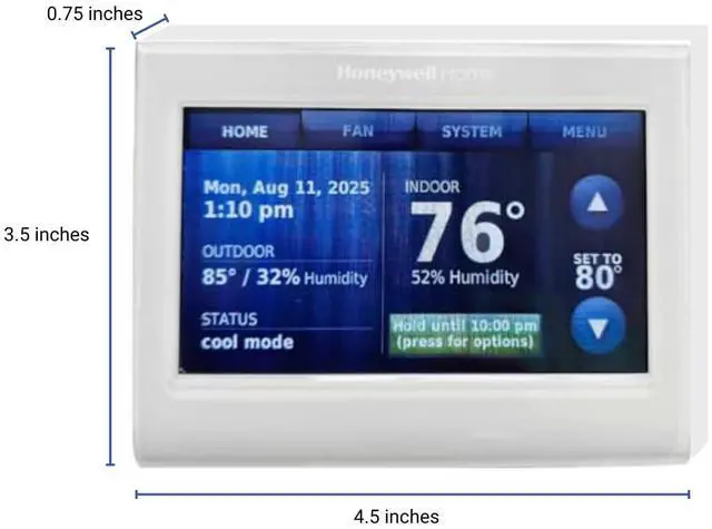 Alt view image 2 of 5 - TH9320WF5003 Wi-Fi 9000 Color Touch Screen Programmable Thermostat, 3.5 x 4.5 Inch, White, 'Requires C Wire"