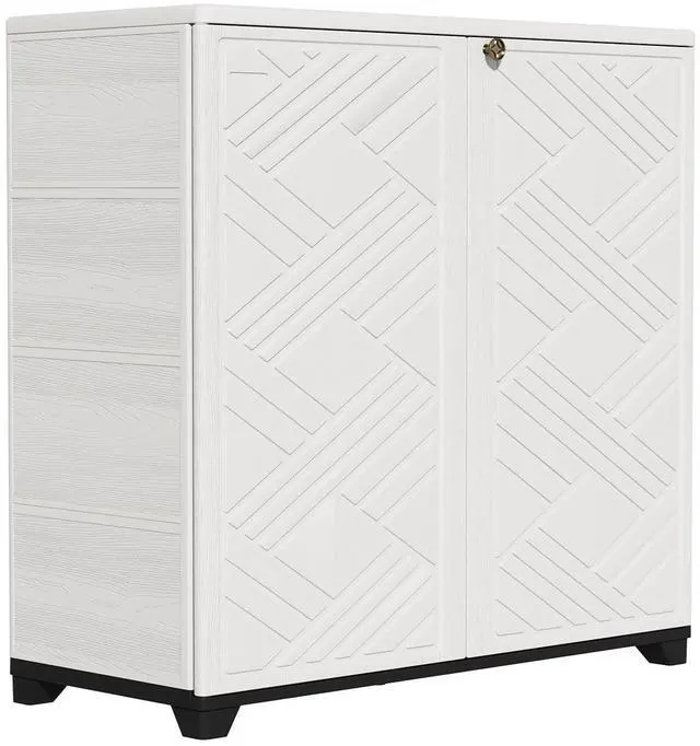 Main image of Indoor/Outdoor Storage Cabinet Waterproof, 34"x15"x34" Plastic Outdoor Storage Box for Garden Balcony Bathroom, All Weather Outdoor Storage Clearance, DIY Usage, with No Shelf (White)