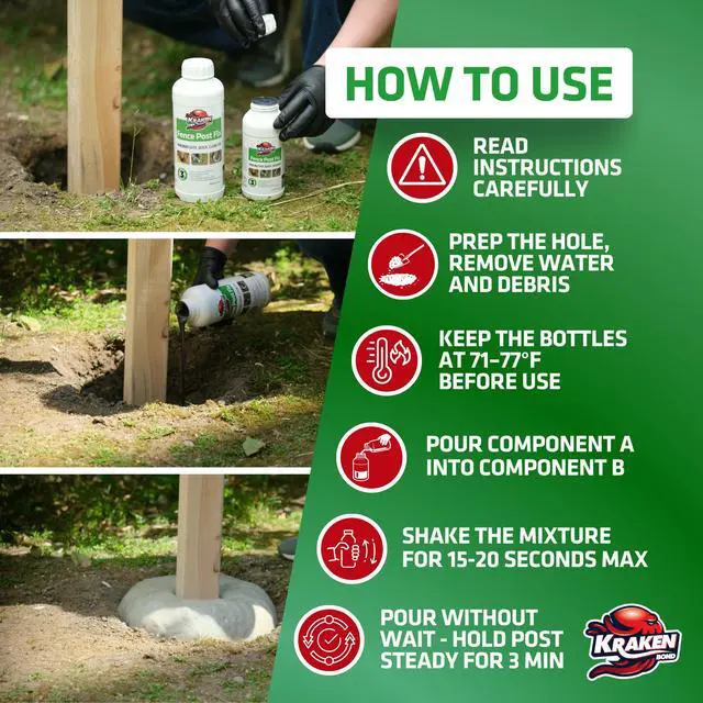 Alt view image 4 of 6 - Expanding Foam Post Hole Filler - (12x10.5 + 12x13.2 oz) 2 Part Expanding Polyurethane Concrete Alternative for Fence, Deck, Mailbox, Anchor, Waterproof Fence Post Repair Kit, 12 Pack