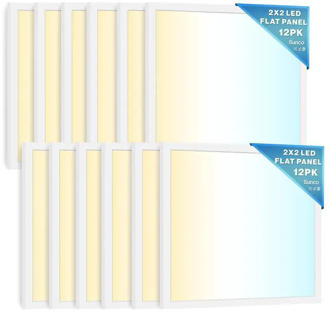 Main image of Sunco 12 Pack 2x2 LED Flat Panel Light, Dual Selectable CCT 4000K/5000K/6000K & Selectable Wattage 30W/35W/40W, 5200 Lumens, Dimmable 0-10V, Back-Lit Troffer Replacement Light Fixture ETL