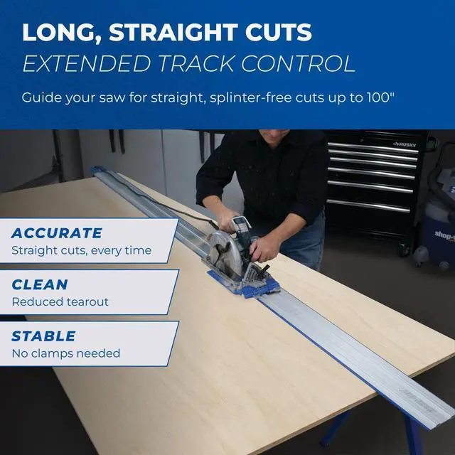 Alt view image 2 of 6 - KMA3700 Accu-Cut XL - Universal Track Saw Guide System - Cuts up to 100" Long - No Clamps Needed - Make Straight, Cross, Rip & Angled Cuts Easily - Circular Saw Guide - Woodworking Tool