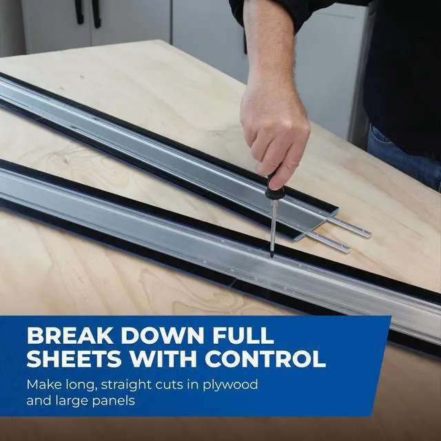 Alt view image 3 of 6 - KMA3700 Accu-Cut XL - Universal Track Saw Guide System - Cuts up to 100" Long - No Clamps Needed - Make Straight, Cross, Rip & Angled Cuts Easily - Circular Saw Guide - Woodworking Tool