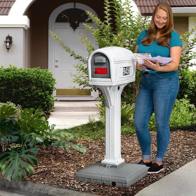 Alt view image 2 of 6 - American Home by Premium Dig-Free Easy Up Classic Mailbox and Post Combination in White, Above Ground Mailbox