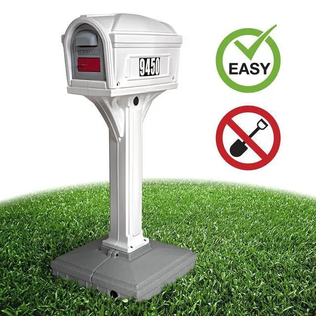 Alt view image 5 of 6 - American Home by Premium Dig-Free Easy Up Classic Mailbox and Post Combination in White, Above Ground Mailbox