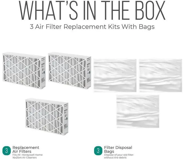 Alt view image 3 of 6 - Furnace Filters 16x25x4 - HVAC Air Filter Replacement FC100A1029 Merv 11 with Easy Disposal Bag (3 Pack)