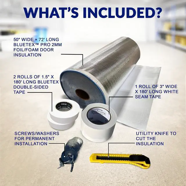 Alt view image 4 of 6 - BlueTex Roll Up Garage Door Insulation Kit for Cooling Down Metal Buildings Easy to Install Complete Insulation for 2 Garage Doors Up to 12'x12' or Large Single Door Up to 300 Sq ft - Oversized