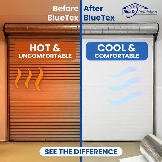 Alt view image 6 of 6 - BlueTex Roll Up Garage Door Insulation Kit for Cooling Down Metal Buildings Easy to Install Complete Insulation for 2 Garage Doors Up to 12'x12' or Large Single Door Up to 300 Sq ft - Oversized