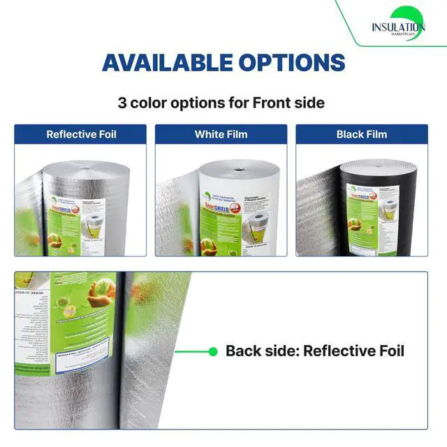 Alt view image 4 of 6 - SmartSHIELD -5mm 48''X100ft R17 Reflective Insulation Roll, Foam Core Radiant Barrier, Thermal Foil Insulation - FOIL / FOIL