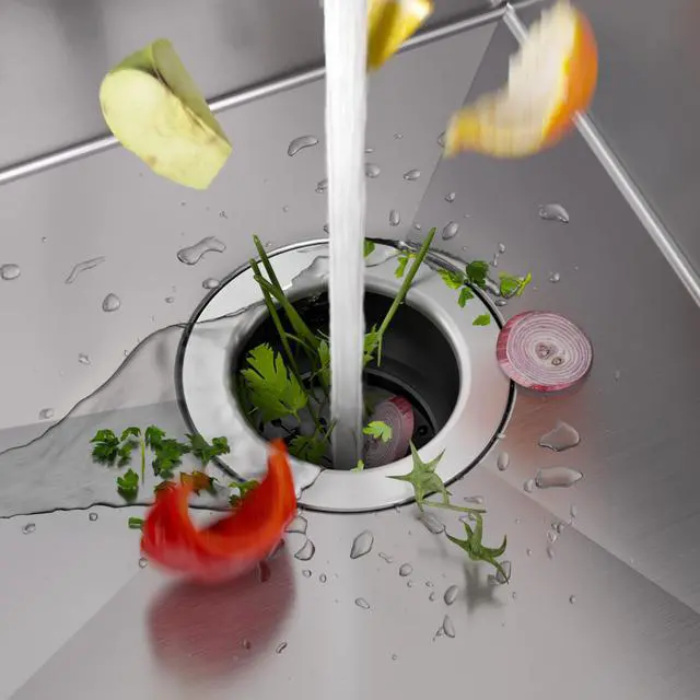 Alt view image 4 of 6 - WasteGuard 1 HP Ultra-Quiet Garbage Disposal with Quick Connect, Kitchen Sink Drain Cover, Power Cord and Flange Included, KWD100-100MBL