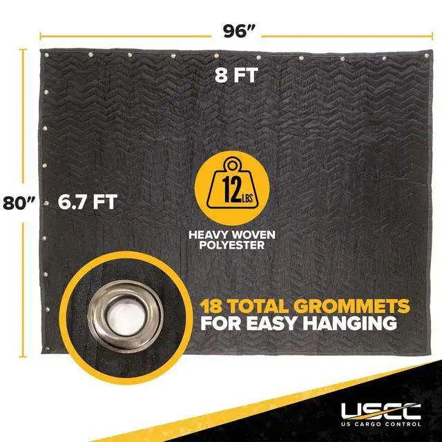 Alt view image 4 of 6 - 96" x 80" Extra Large Sound Dampening Blankets with Grommets (2-Pack), Light Blocking Acoustic Blankets for Wall Hanging and Studios, Machine Washable, 12LBS