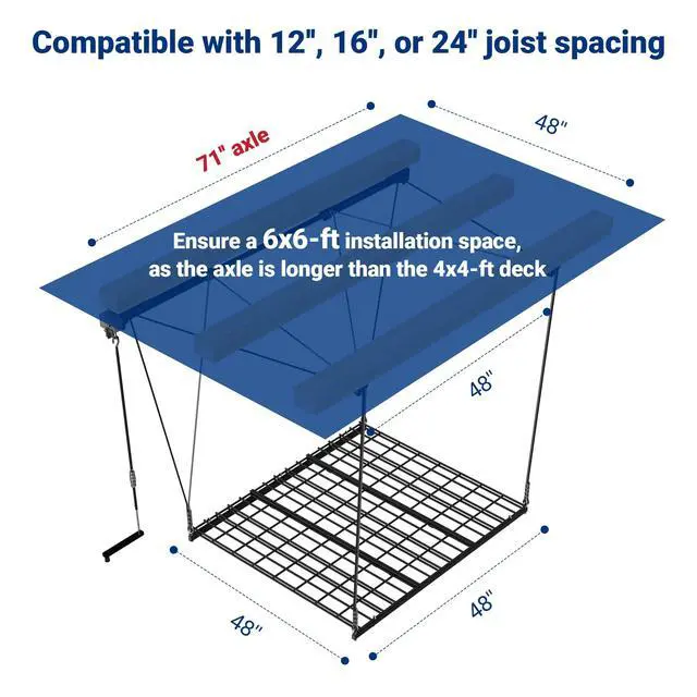 Alt view image 2 of 6 - GL1 Overhead Garage Lifting Storage Rack, 4x4 Ft Heavy-Duty Metal Storage Racks, Adjustable Garage Ceiling Organization System, 350lbs Weight, Polished Black