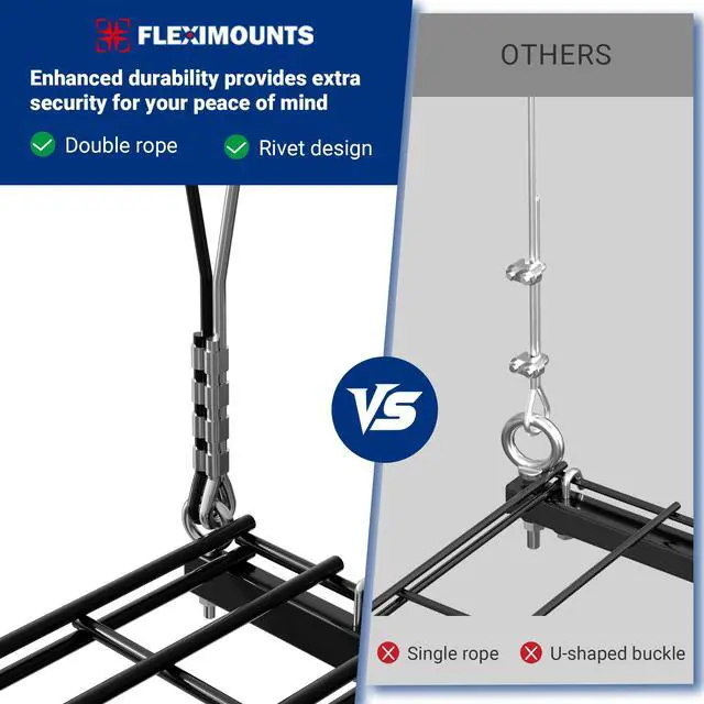 Alt view image 6 of 6 - Overhead Garage Storage Rack Lift, 4x4 Ft Heavy-Duty Garage Ceiling Storage Racks, Adjustable Organization System With 71'' L Axle, 350lbs Load Capacity, Flat Black