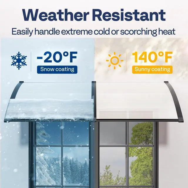 Alt view image 4 of 6 - Polycarbonate Window Door Awning Canopy Transparent with Black Bracket 38 Inch x 153 Inch