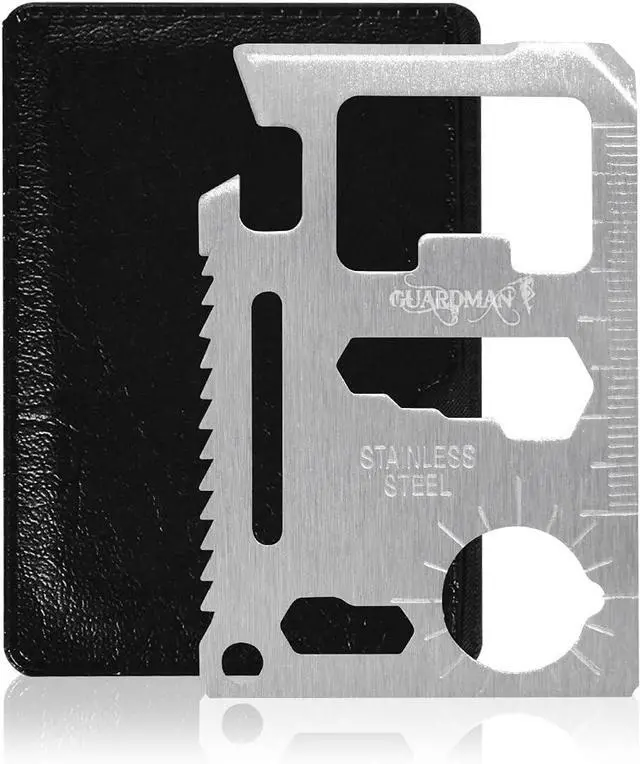 Main image of 11-in-1 Survival Credit Card Multitool Fathers Day Stocking Stuffer Christmas Gift - Multipurpose Tactical Wallet Tool With Bottle Opener, Survival Knife For Men Birthday Dad - 100 Pack