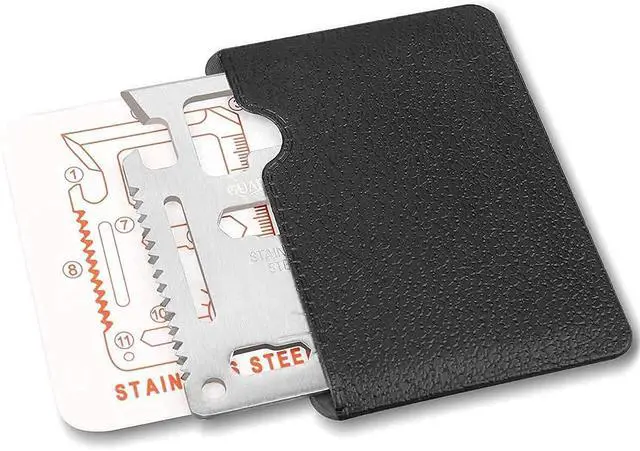 Alt view image 5 of 6 - 11-in-1 Survival Credit Card Multitool Fathers Day Stocking Stuffer Christmas Gift - Multipurpose Tactical Wallet Tool With Bottle Opener, Survival Knife For Men Birthday Dad - 100 Pack