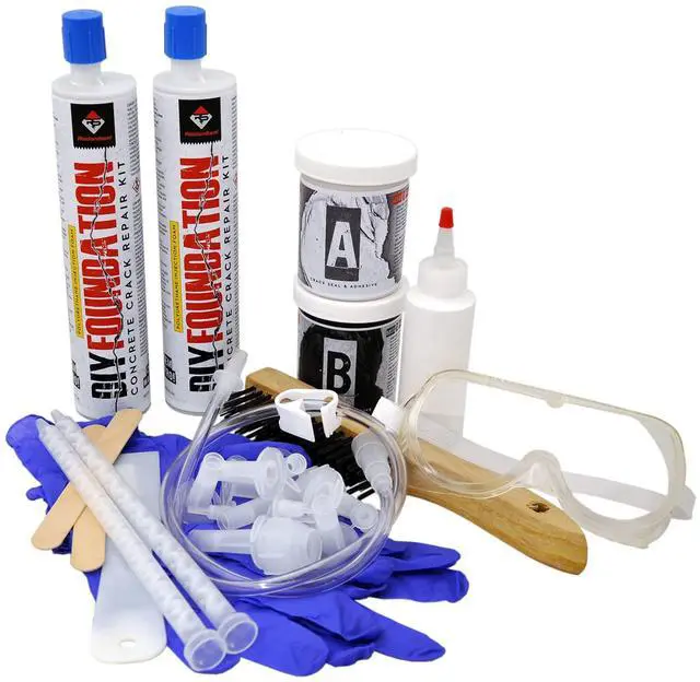 Main image of Complete DIY Foundation Crack Repair Kit, 10 Ft - Low-Viscosity Urethane Injection Sealant for Crawl Spaces & Concrete Basement Walls, Stops Water Leaks & Radon Gas, Drill-Free Filler