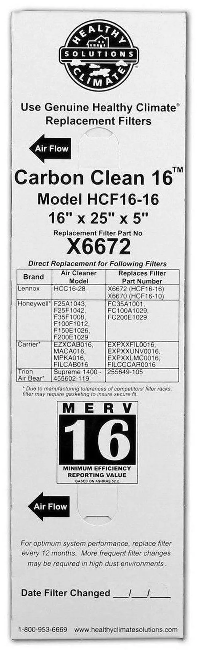 Alt view image 2 of 2 - Lennox Carbon Coated X6672 MERV 16 Filter (2 Pack)
