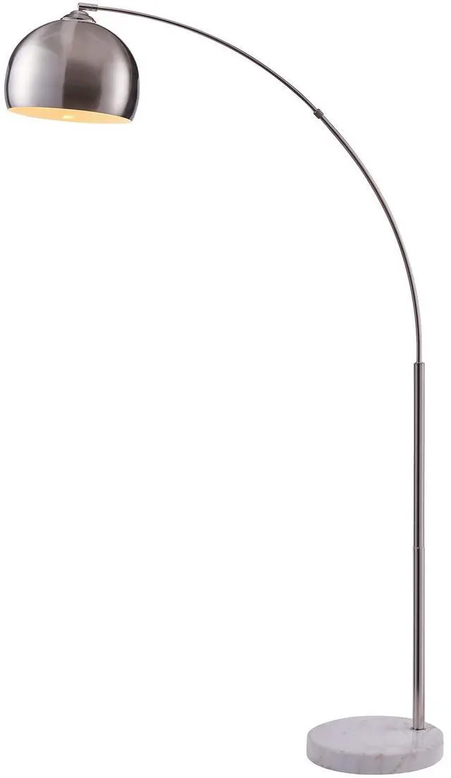 Main image of Arquer 68.1" Arc Floor Lamp for Living Rooms, Home Offices, Dining Rooms, Bedrooms with Faux White Marble Base and Nickel Bell Shade