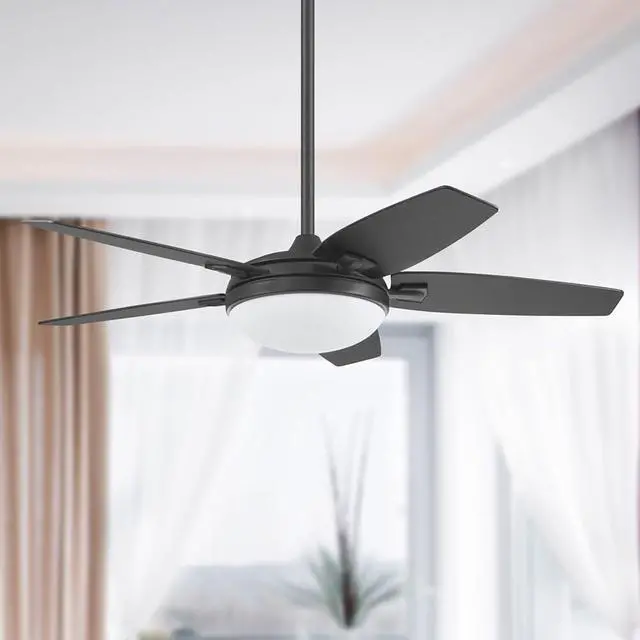 Alt view image 5 of 6 - Ceiling Fans Carmel, 48 Inch Contemporary Indoor LED Ceiling Fan with Light, Remote Control, Dual Mounting Options, Dual Finish Blades, Reversible Motor - 51912-01 (Black)