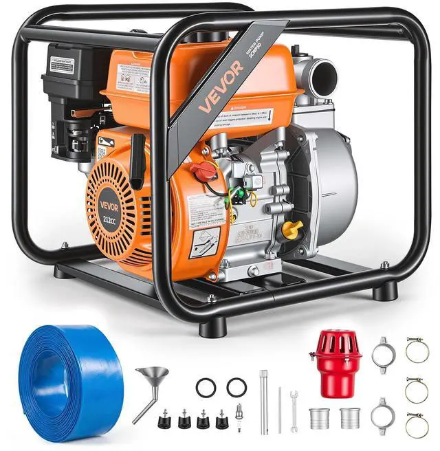 Main image of Gas Powered Water Pump, 2 in, 132 GPM 7HP Semi Trash Water Transfer Pump Portable, Gasoline Engine with 25 ft Discharge Hose, Heavy Duty Frame, Cast Iron Impeller, for Irrigation, Ponds, Pools