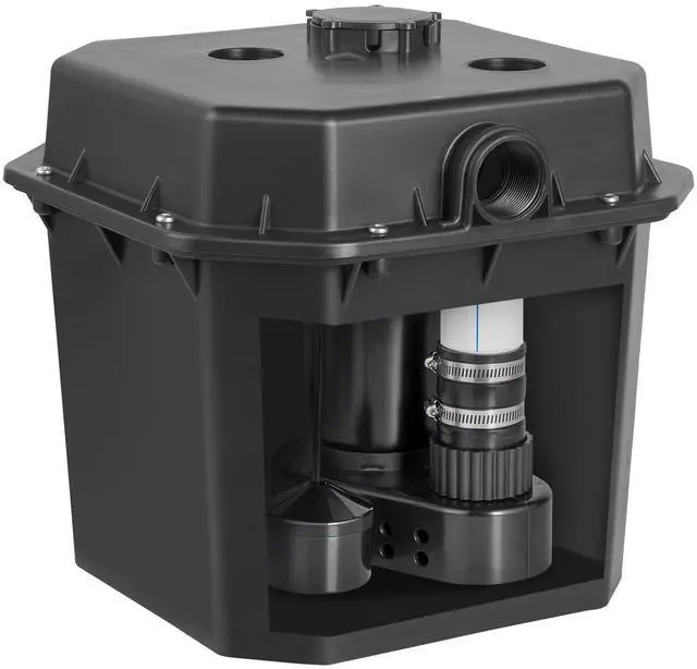Main image of Utility Sink Pump, 1/3 HP, 120-Volt, 2900 GPH Flow, 25 ft Head, Under-Sink Sump Pump System with 6 Gallon Basin, for Automatic Utility/Laundry, Drain Pump with 1-1/2" NPT Outlet, Black