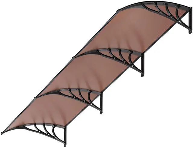 Main image of Polycarbonate Window Door Awning Canopy Brown with Black Bracket 38 Inch x 115 Inch
