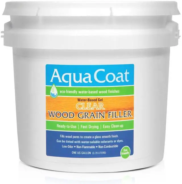Main image of Aqua Coat Water-Based Clear Wood Grain Filler Gel, Fast-Drying, Low Odor, Low VOC, Sandable, Stainable & Paintable, Easy Water Cleanup, Glossy Finish, 128 oz
