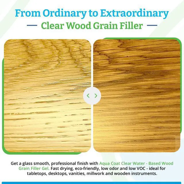 Alt view image 4 of 6 - Aqua Coat Water-Based Clear Wood Grain Filler Gel, Fast-Drying, Low Odor, Low VOC, Sandable, Stainable & Paintable, Easy Water Cleanup, Glossy Finish, 128 oz
