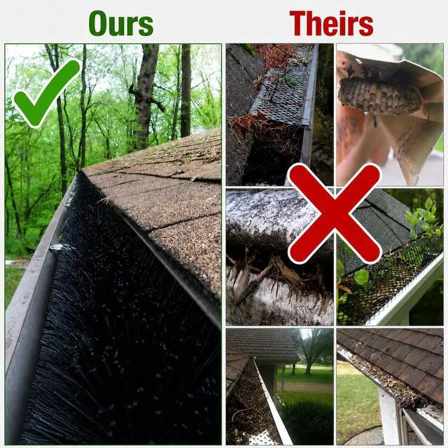 Alt view image 2 of 6 - Gutter Guard for 5 Inch Gutters 60 Ft DIY Leaf Filter Insert | 4.25" Diameter Brush Stops Clogs from Leaves & Debris | Gutter Screen & Cover Alternative - Made in USA